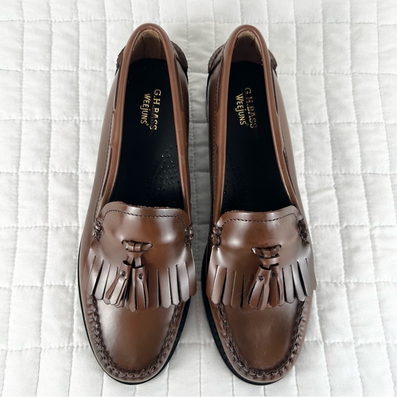 Madewell X G.H.BASS Esther Kiltie Tassel Weejuns Loafers Cognac Brown Size 7.5 - Picture 8 of 12